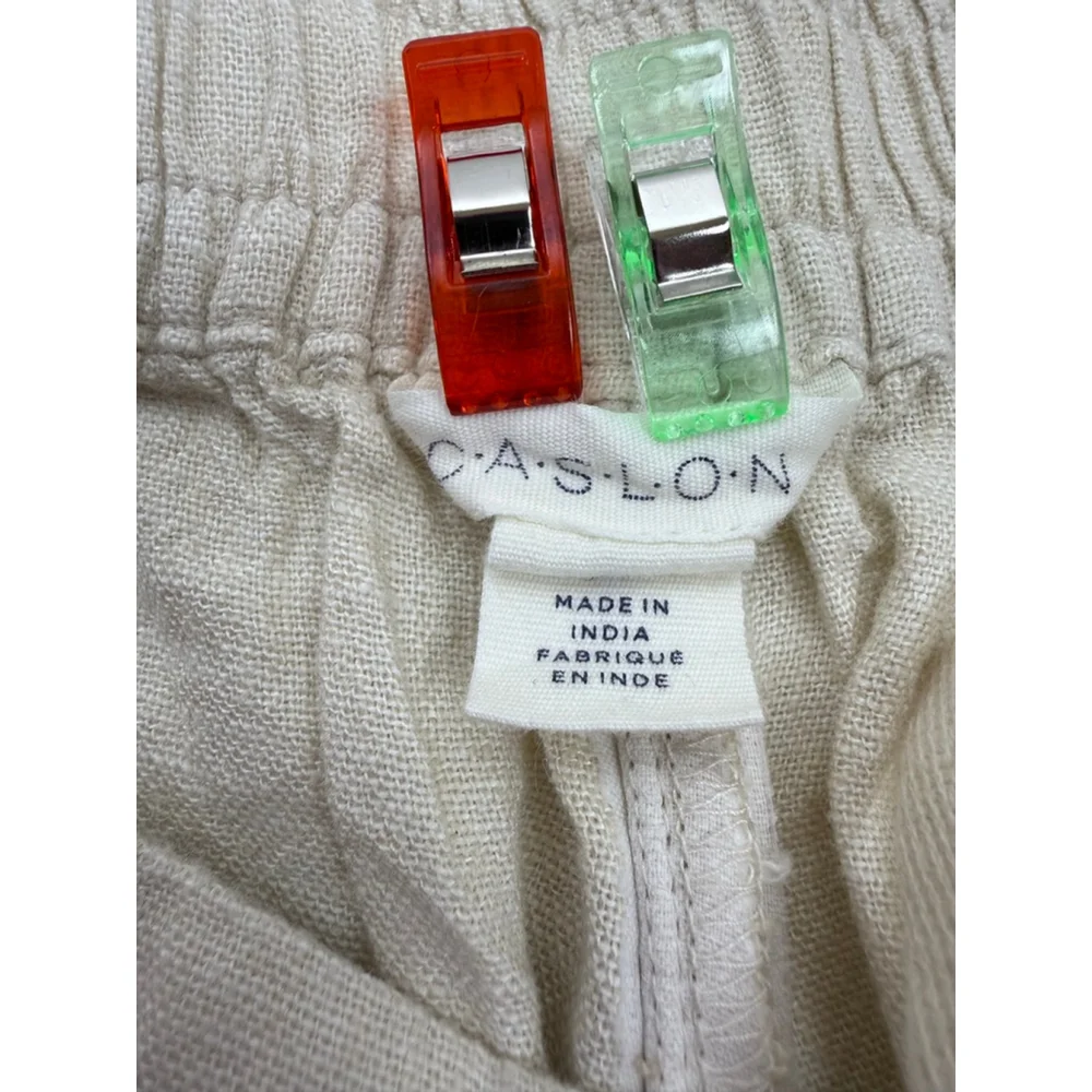 Women's Caslon Linen Blend Shorts Beige/Tan Size XL with Lace Trim - Picture 10 of 10